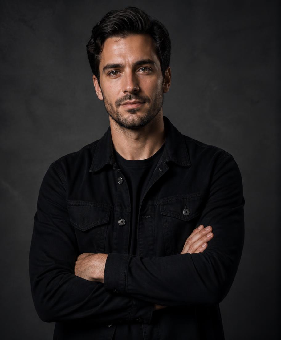 Confident man photographed for a dating profile
